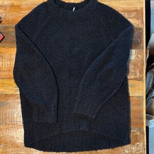 Free People Cozy Black Fuzzy Sweater Dress